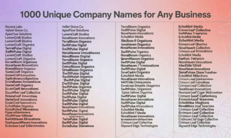 Need 1000 Unique Company Names for Any Business